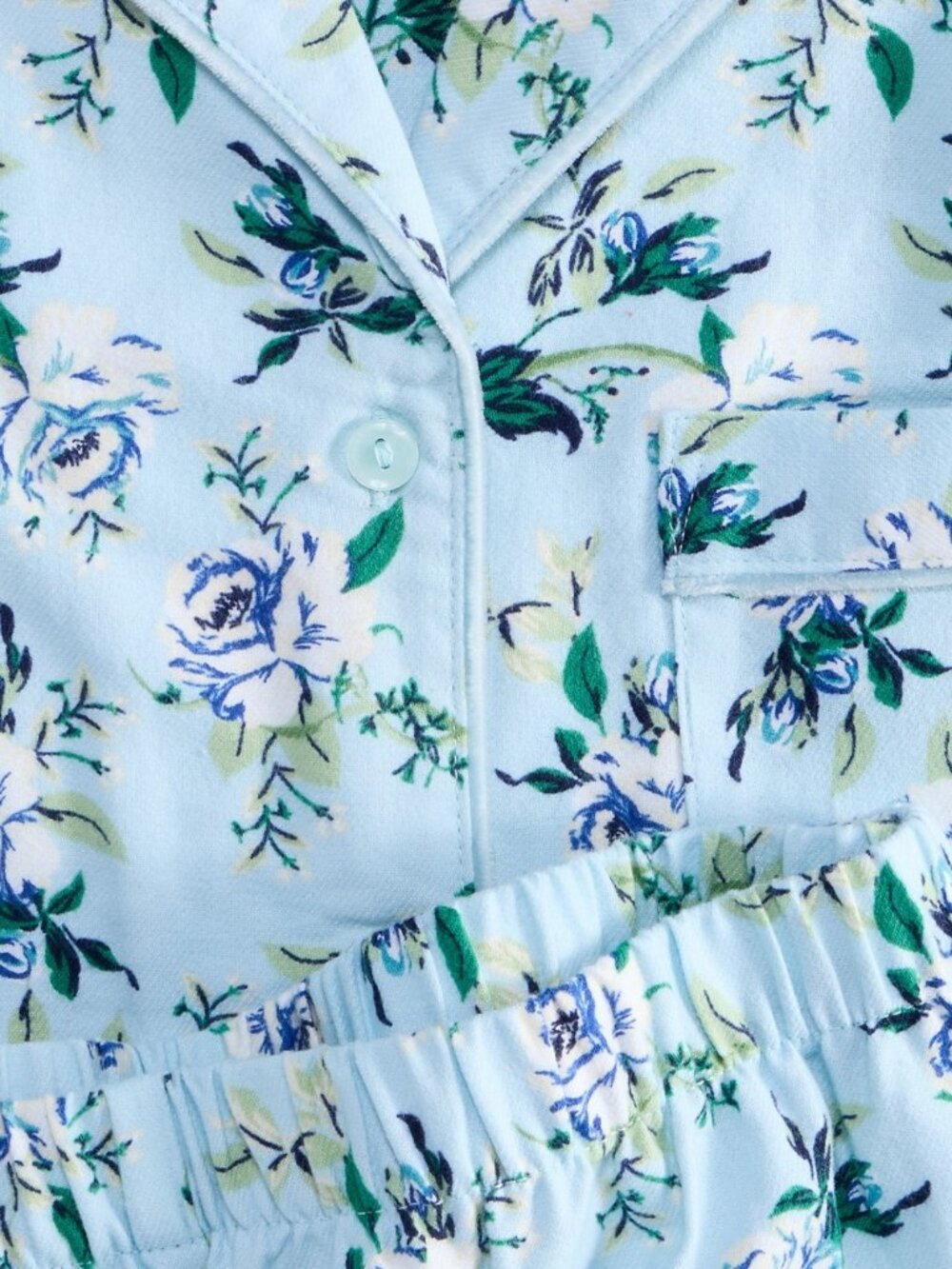 #1824 NWT Charter Club Intimates Soft Knit Pajama Set Cottage Floral Blue